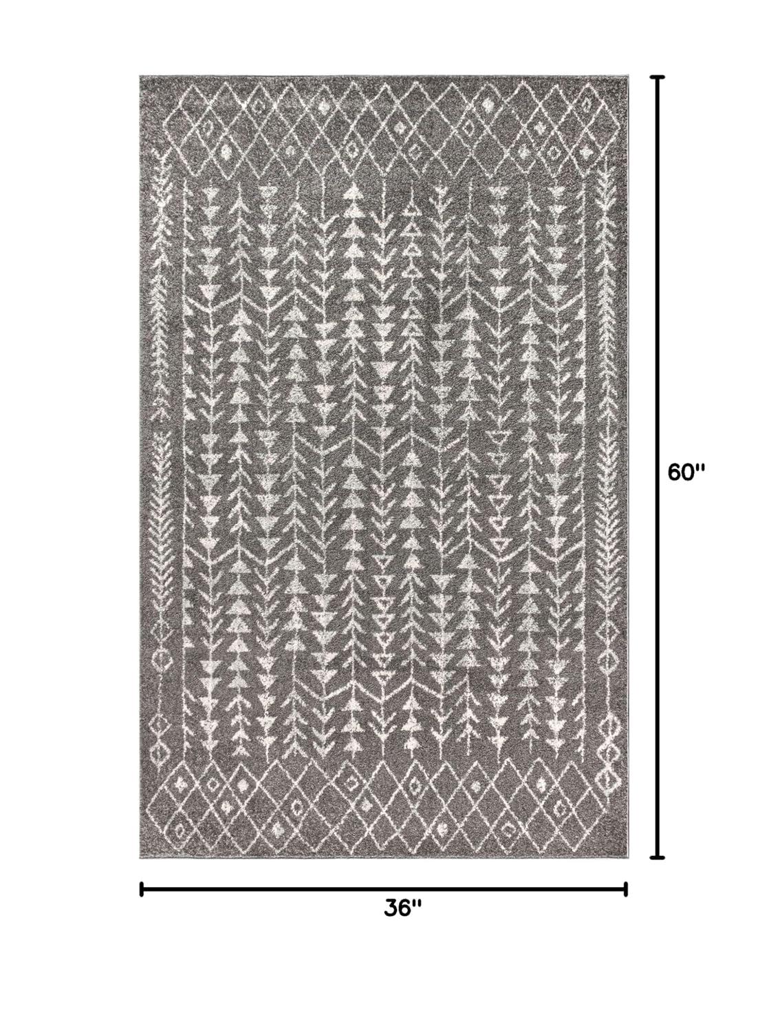 3'x5' Ziri Moroccan Geometric Area Rug, Grey/Cream - JONATHAN Y