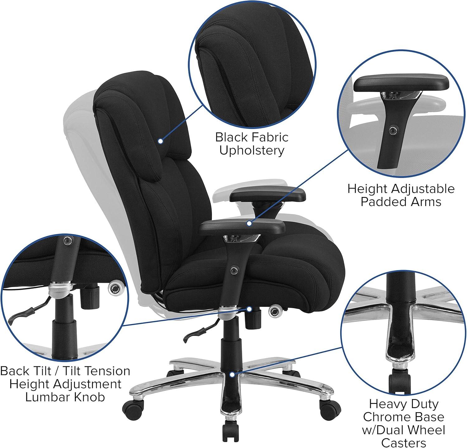 Flash Furniture HERCULES Series 24/7 Intensive Use Big & Tall 400 lb. Rated Executive Swivel Ergonomic Office Chair with Lumbar Knob and Tufted Headrest & Back