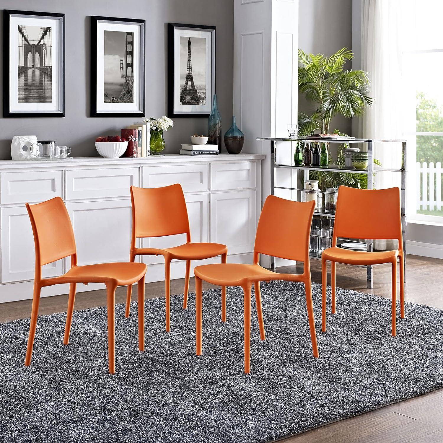 Hipster Vibrant Orange Stackable Indoor/Outdoor Side Chair