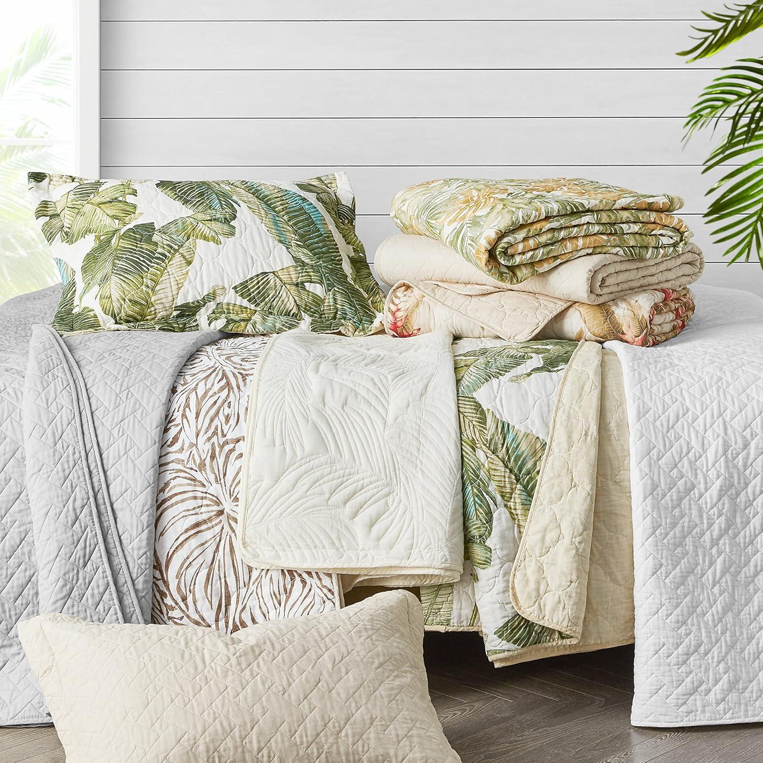 Tommy Bahama Home Tommy Bahama Fiesta Palms Green Cotton Reversible Quilt Set