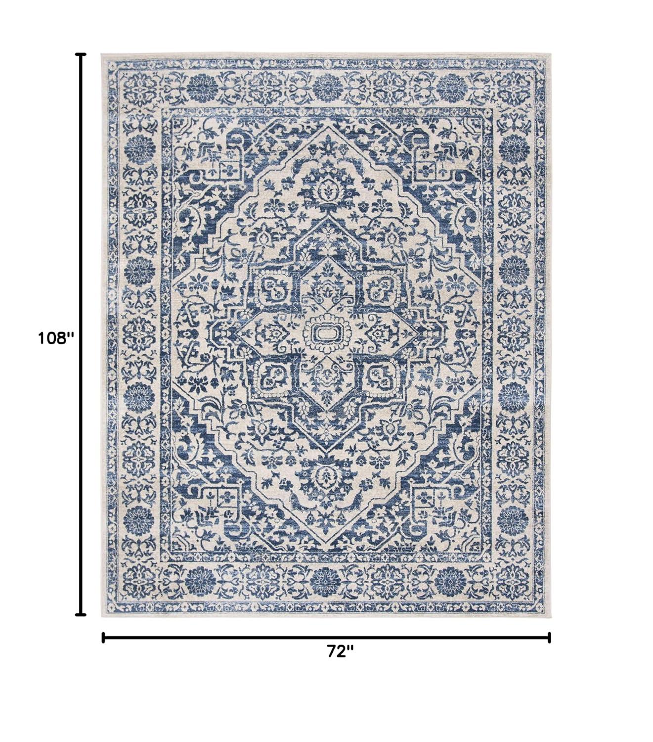 Brentwood BNT832 Power Loomed Indoor Area Rug - Navy/Light Grey - 6'x9' - Safavieh