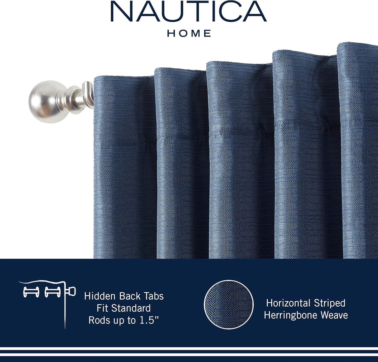 Nautica Synthetic Solid Color Blackout Thermal Back Tab/Rod Pocket Curtain Panels