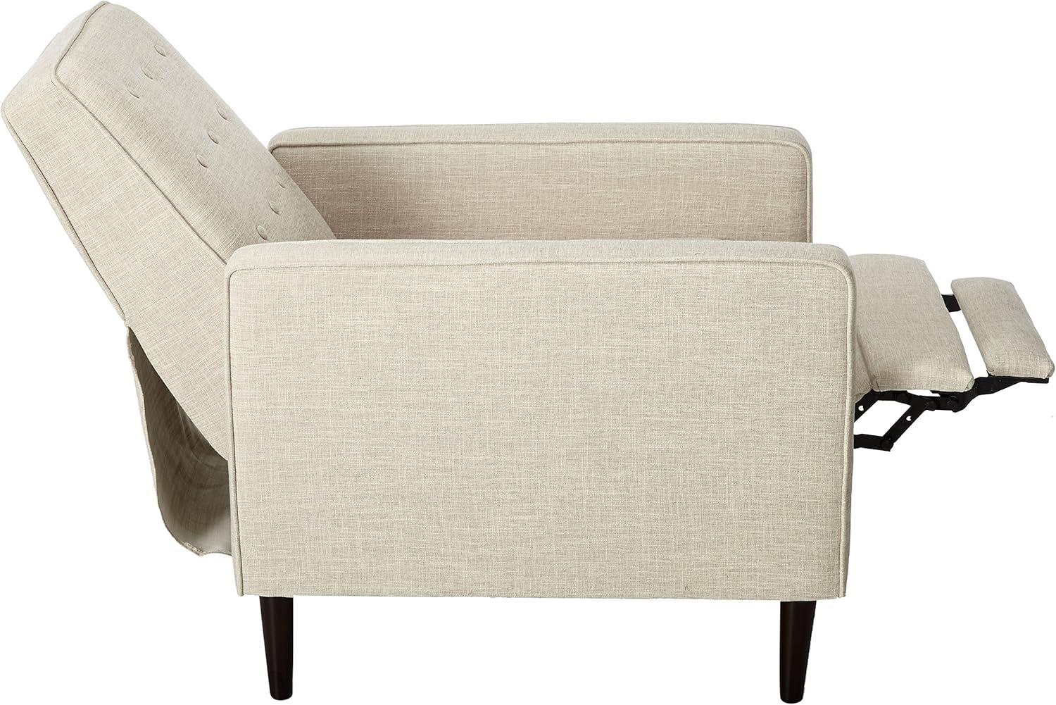 Mervynn Mid-Century Recliner Cream - Christopher Knight Home: Tufted Back, Beech Wood Legs, Polyester Upholstery