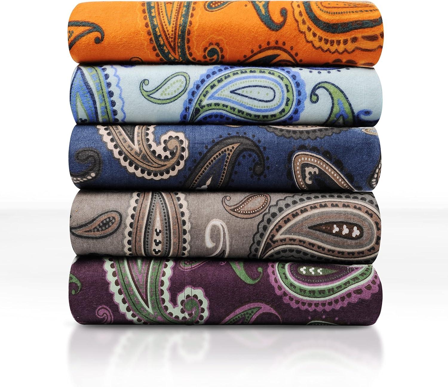 Impressions by Luxor Treasures FLASDPC PANB Cotton Flannel Standard Pillowcase Set Paisley, Navy Blue