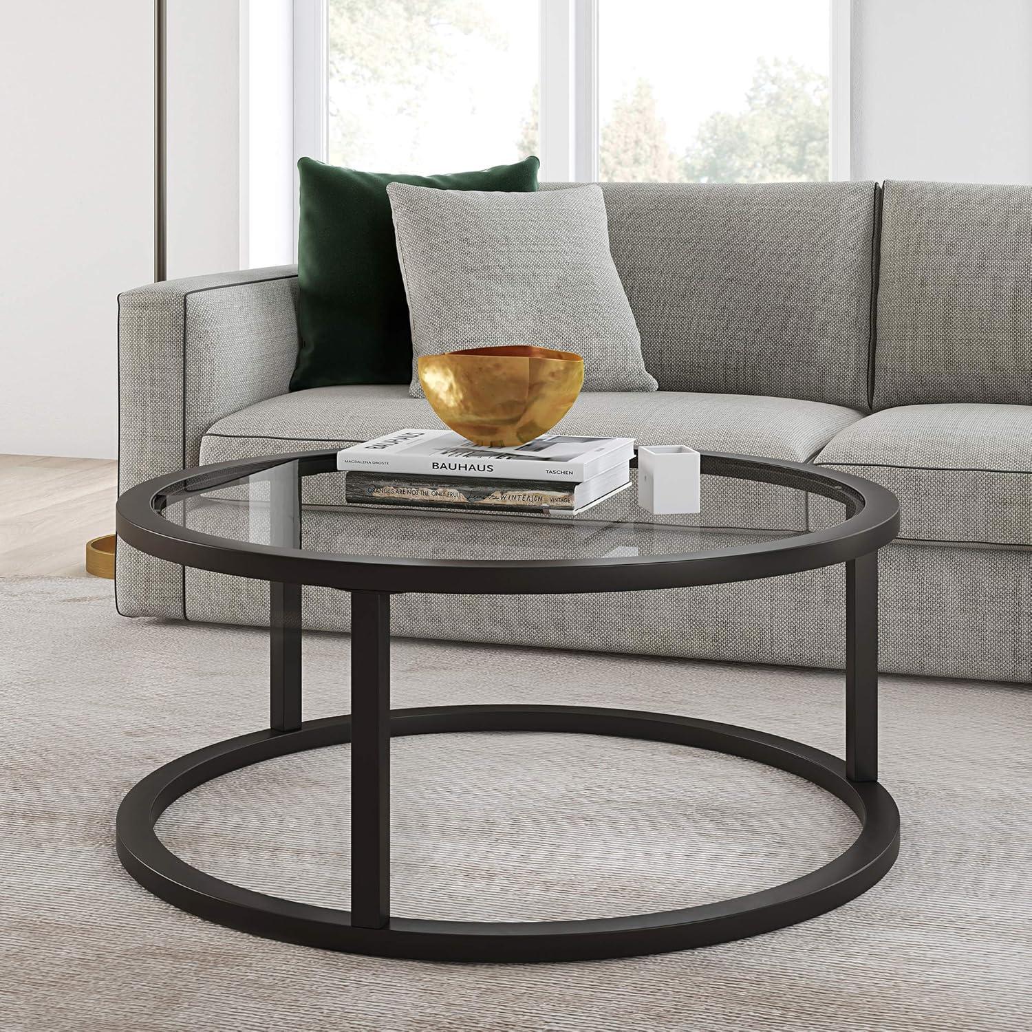 Contemporary Blackened Bronze 20" Square Glass Side Table