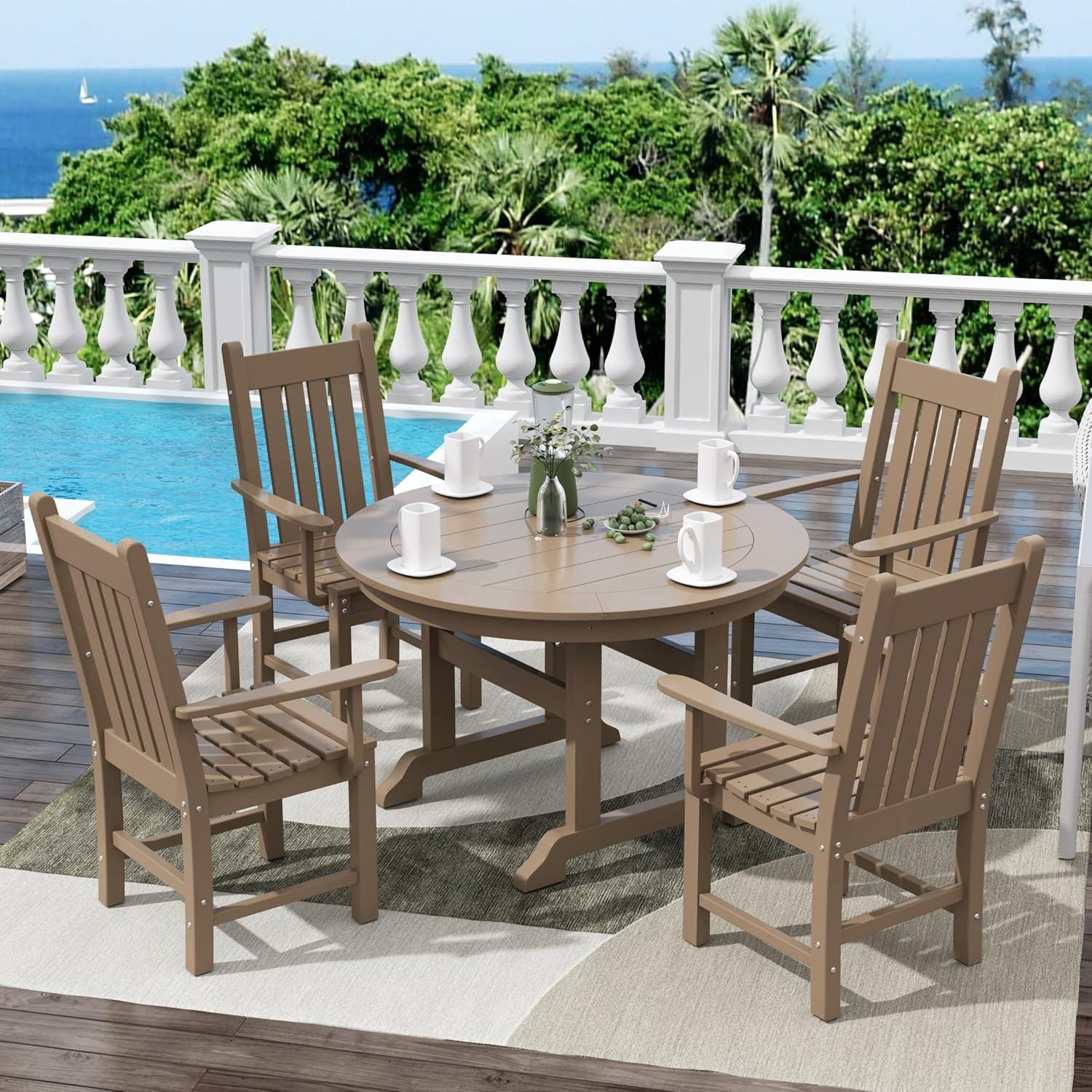 Weathered Brown HDPE Outdoor Dining Armchair