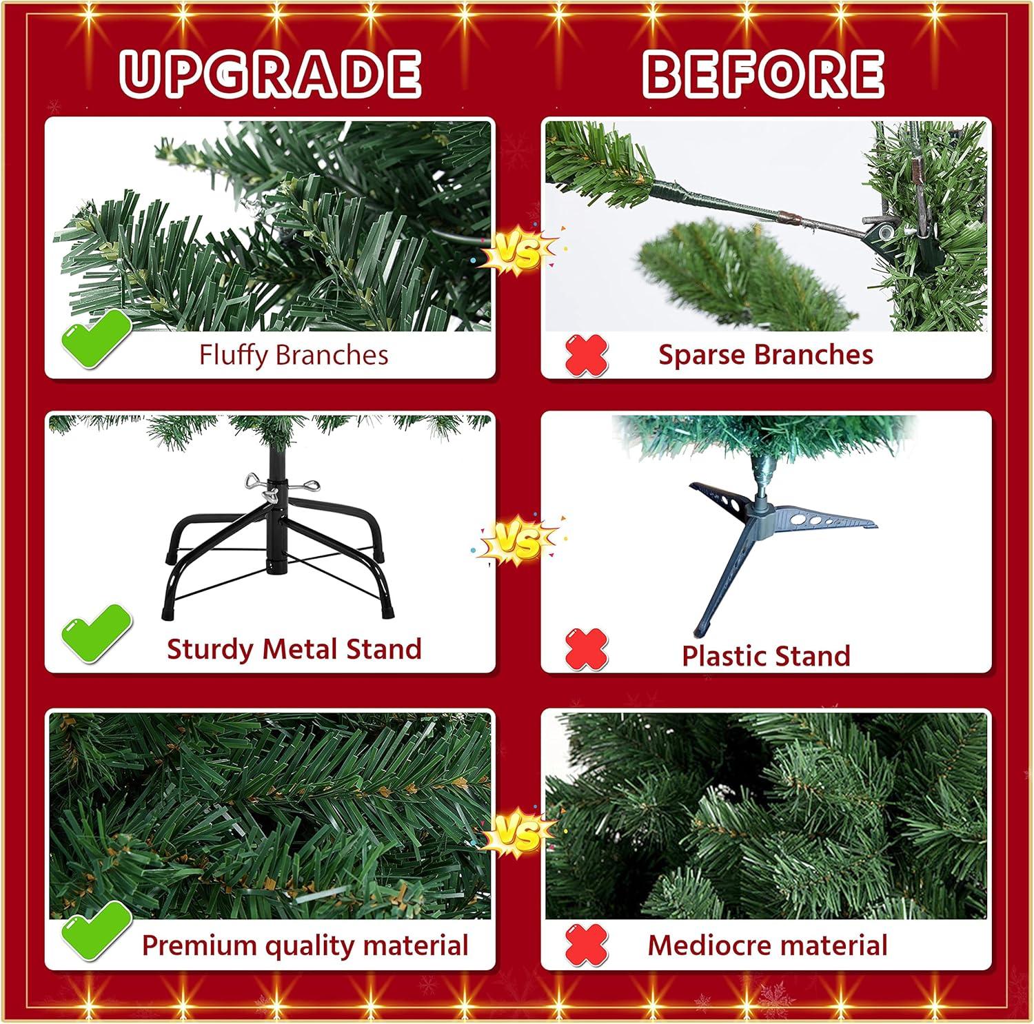 Yaheetech 4.5Ft/6Ft/7.5Ft/9Ft Hinged Spruce Artificial Christmas Tree Holiday Decoration with PVC Tips