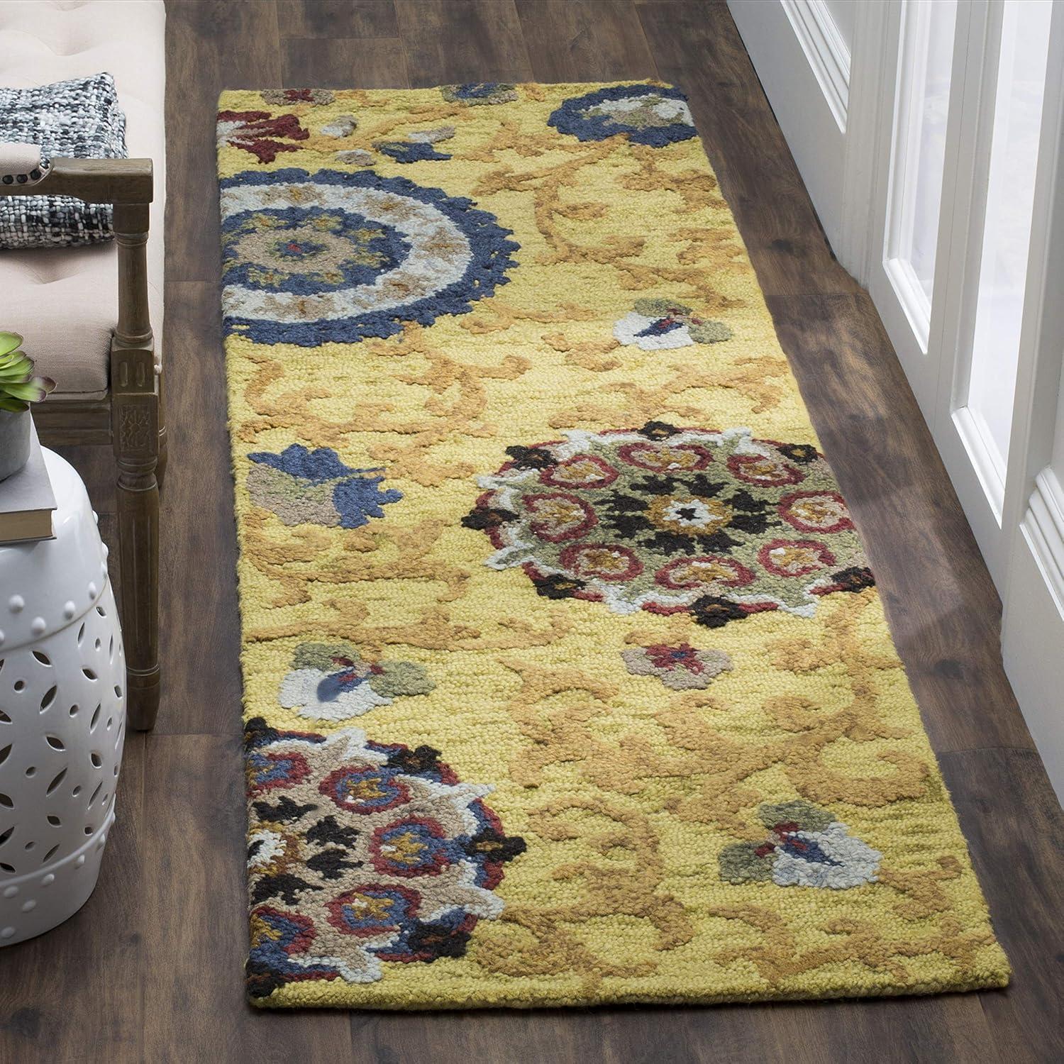 Blossom BLM401 Hand Tufted Runner Rug - Gold/Multi - 2'3"x12' - Safavieh.