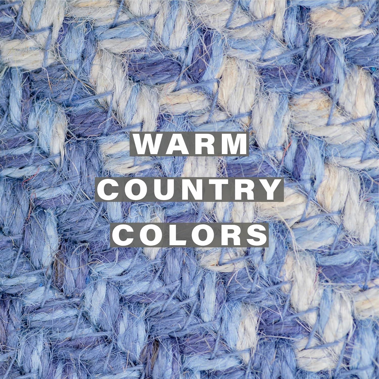 Homespice - Denim Blue Runner for Table 11x36 inches, a Long and Thick Table Runner to Use as a Coastal Style Dinner Table Runner - Handmade from Premium Jute - Reversible and Durable Braided Runner