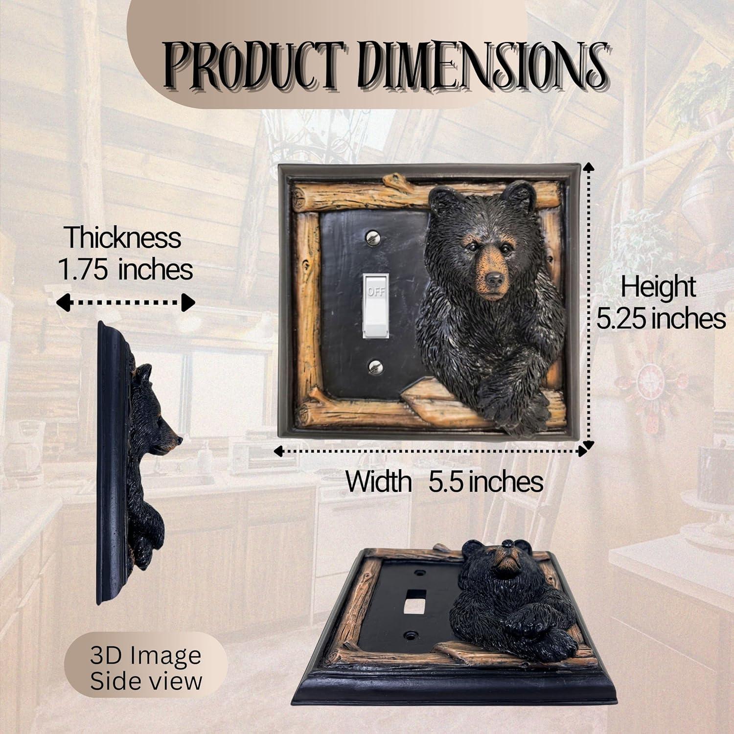 De Leon Collections Decorative Single Light Switch Cover Plate, Standard Size Polyresin, Bear in Window