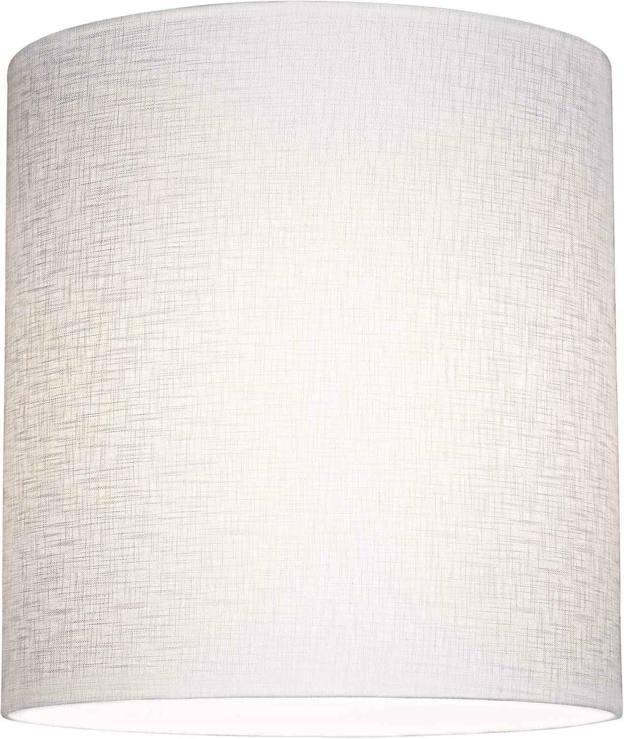 Springcrest White Tall Linen Medium Drum Lamp Shade 14" Top x 14" Bottom x 15" High (Spider) Replacement with Harp and Finial