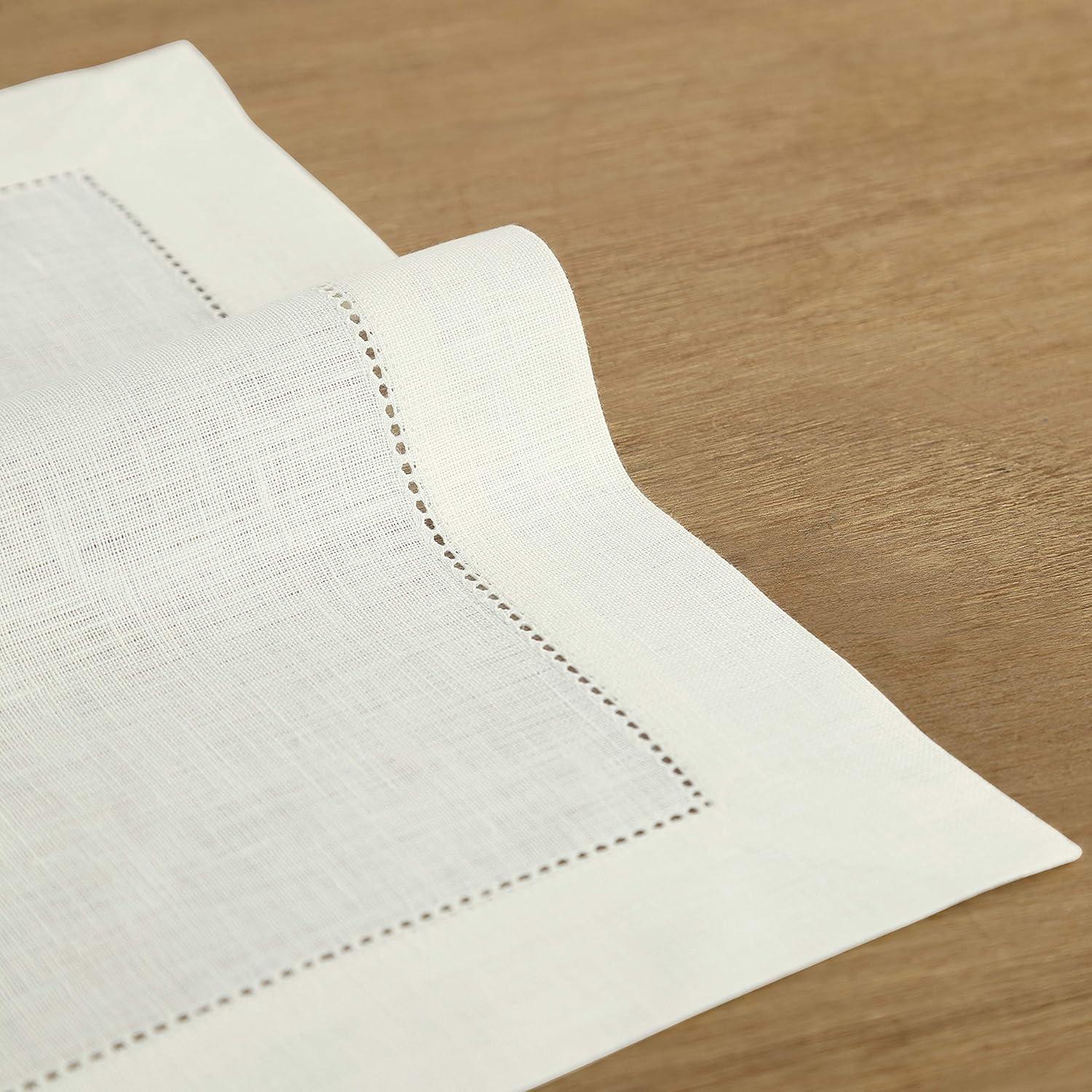 Solino Home 100% Pure Linen Hemstitch Placemats - Classic Hemstitch (Set of 4)