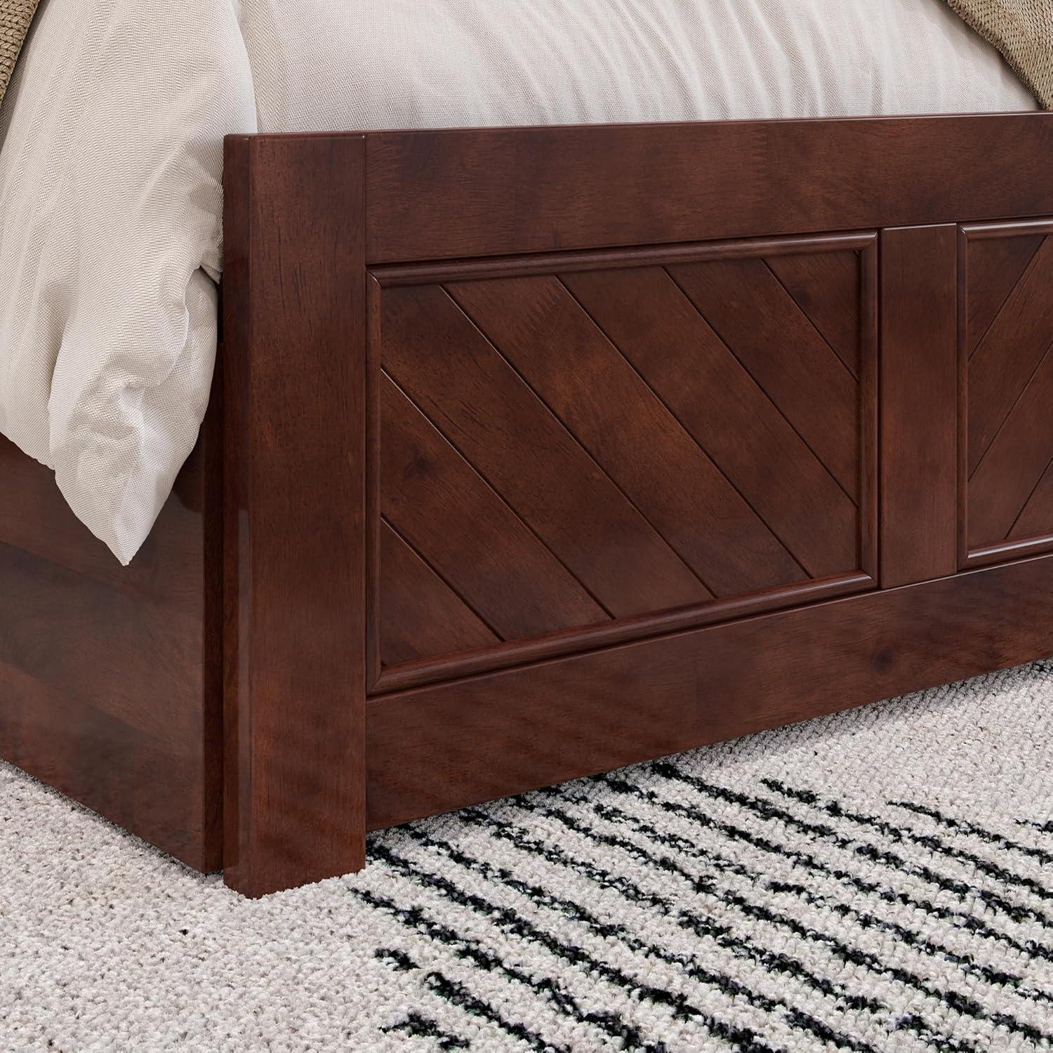 AFI Canyon Walnut Solid Wood Platform Bed with Matching Footboard & Storage Drawers, Queen