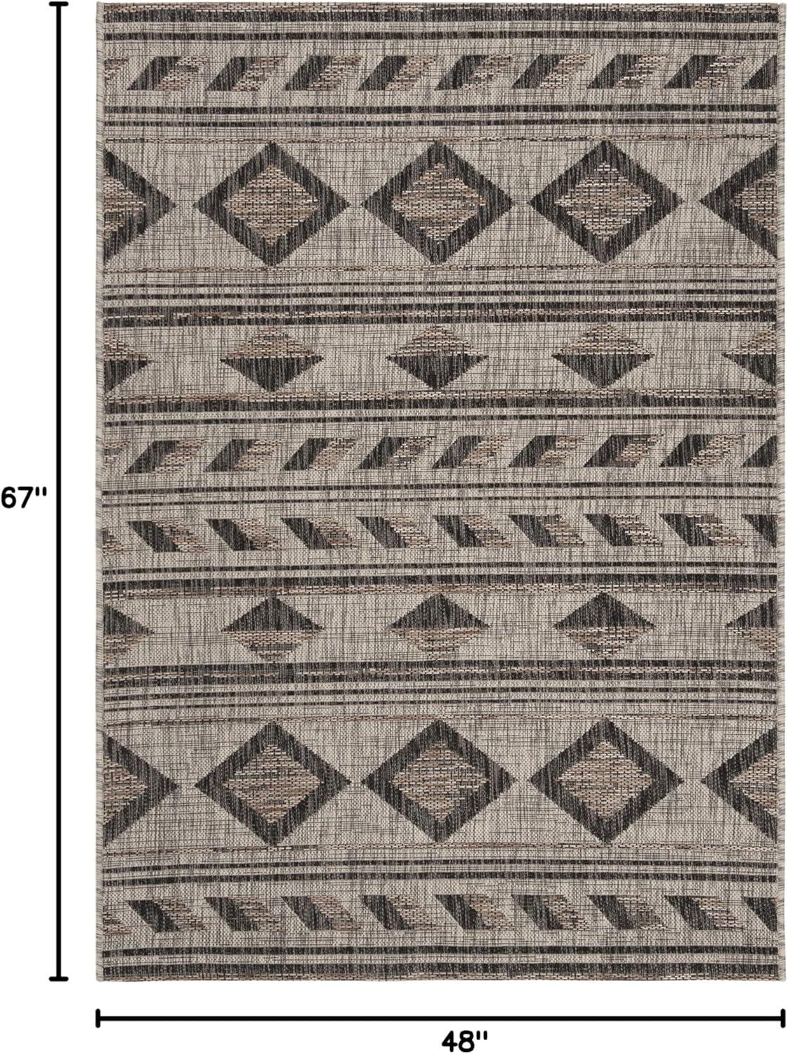 Courtyard CY8529 Power Loomed Indoor/Outdoor Area Rug - Grey/Black - 4'x5'7" - Safavieh.