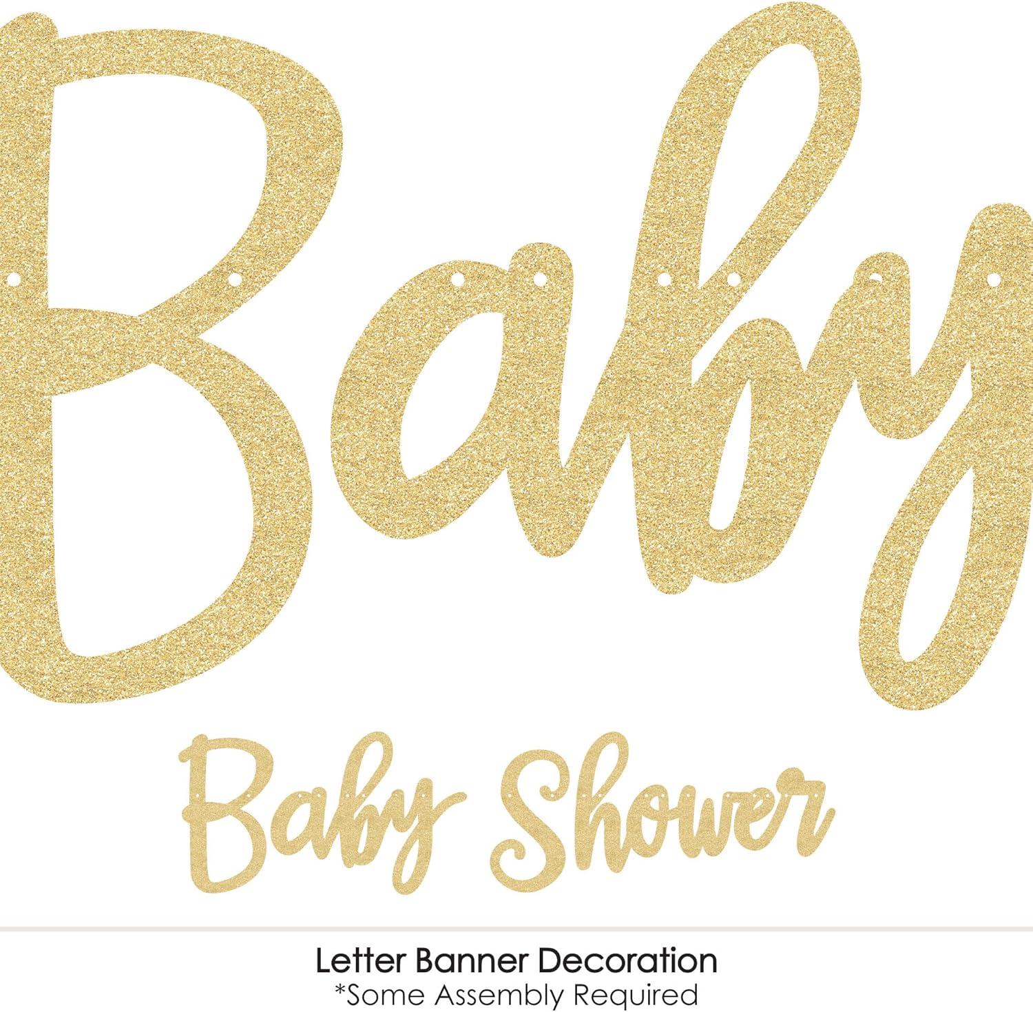 Big Dot of Happiness Boho Botanical Baby - Greenery Letter Decoration - 36 Banner Cutouts and No-Mess Real Gold Glitter Welcome Baby Banner Letters