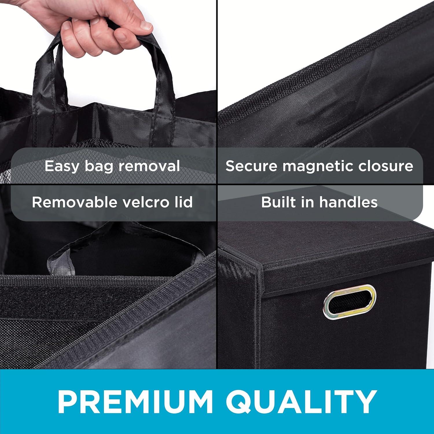 BirdRock Home Single Linen Laundry Hamper with Lid and Removable Liner - Black