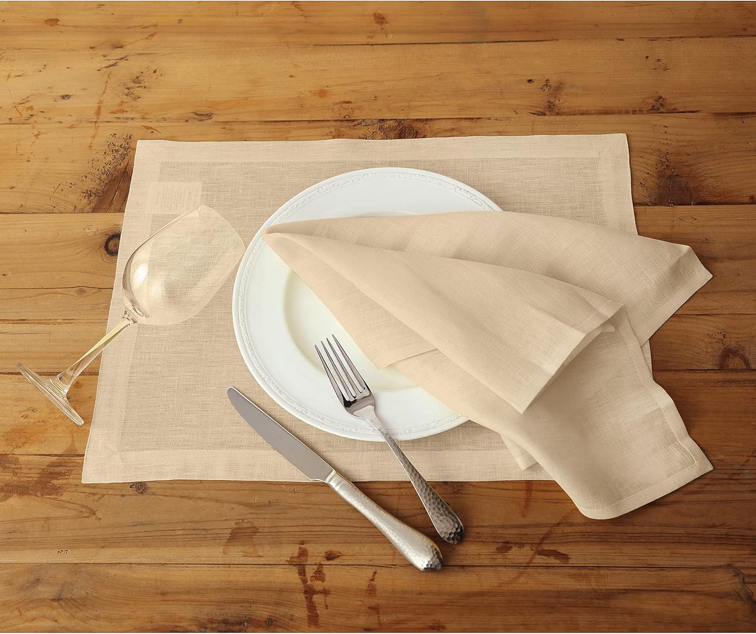 Solino Home Cotton Linen Hemstitch Dinner Napkins (Set of 4)