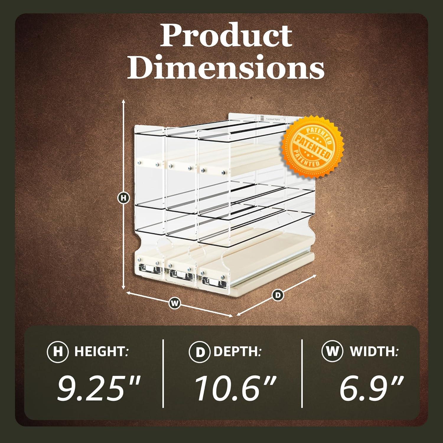 Cream Acrylic and HDPE 3-Drawer Spice Rack Organizer