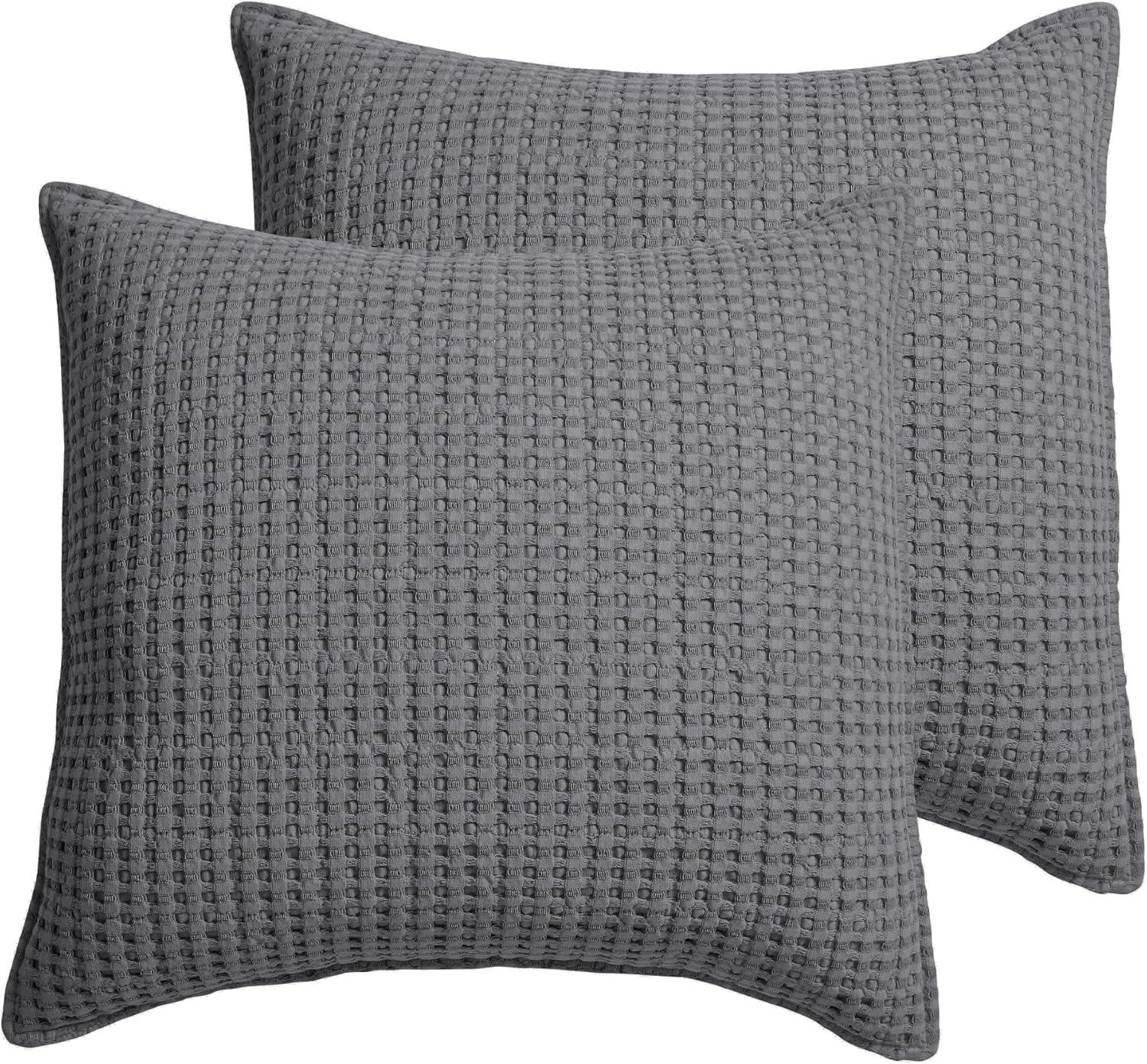 Charcoal Cotton Waffle Euro Sham Set of 2