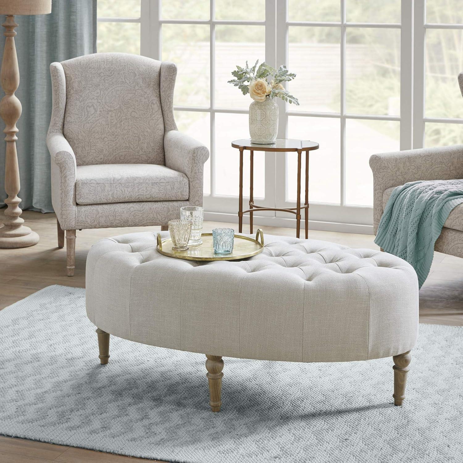 Martha Stewart Clara Tufted Oval Ottoman