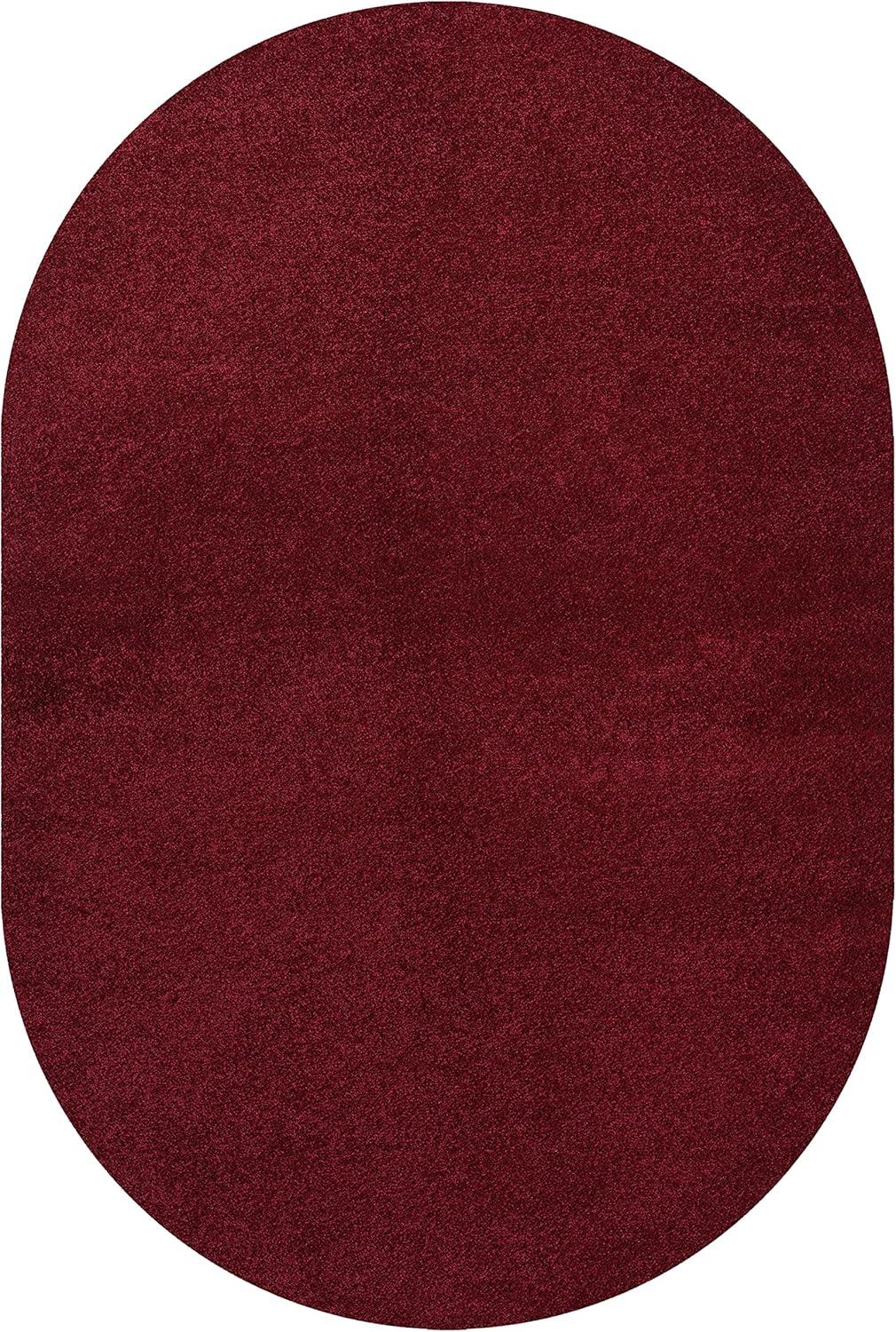 3'x5'Oval  Haze Solid Low-Pile, Dark Red - JONATHAN Y