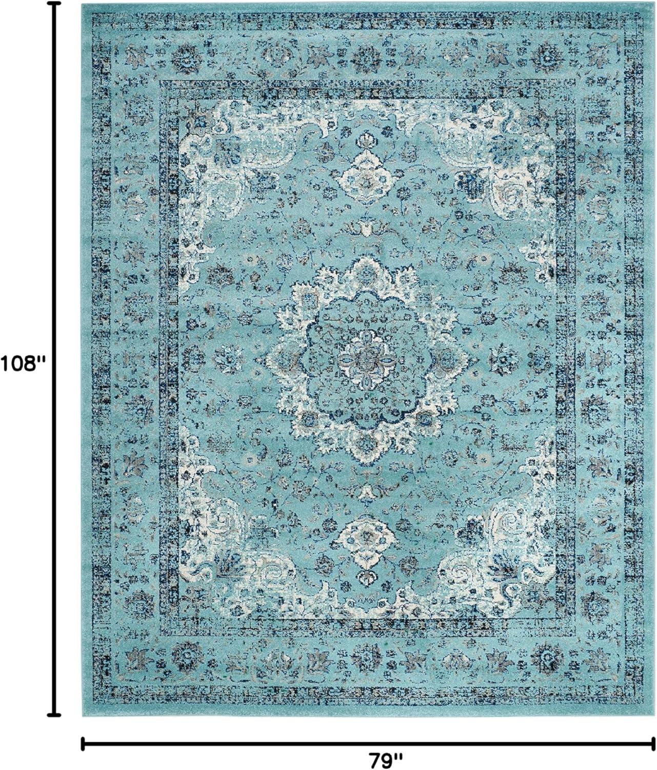 Evoke EVK220 Power Loomed Area Rug - Light Blue/Light Blue - 6'7"x9' - Safavieh.