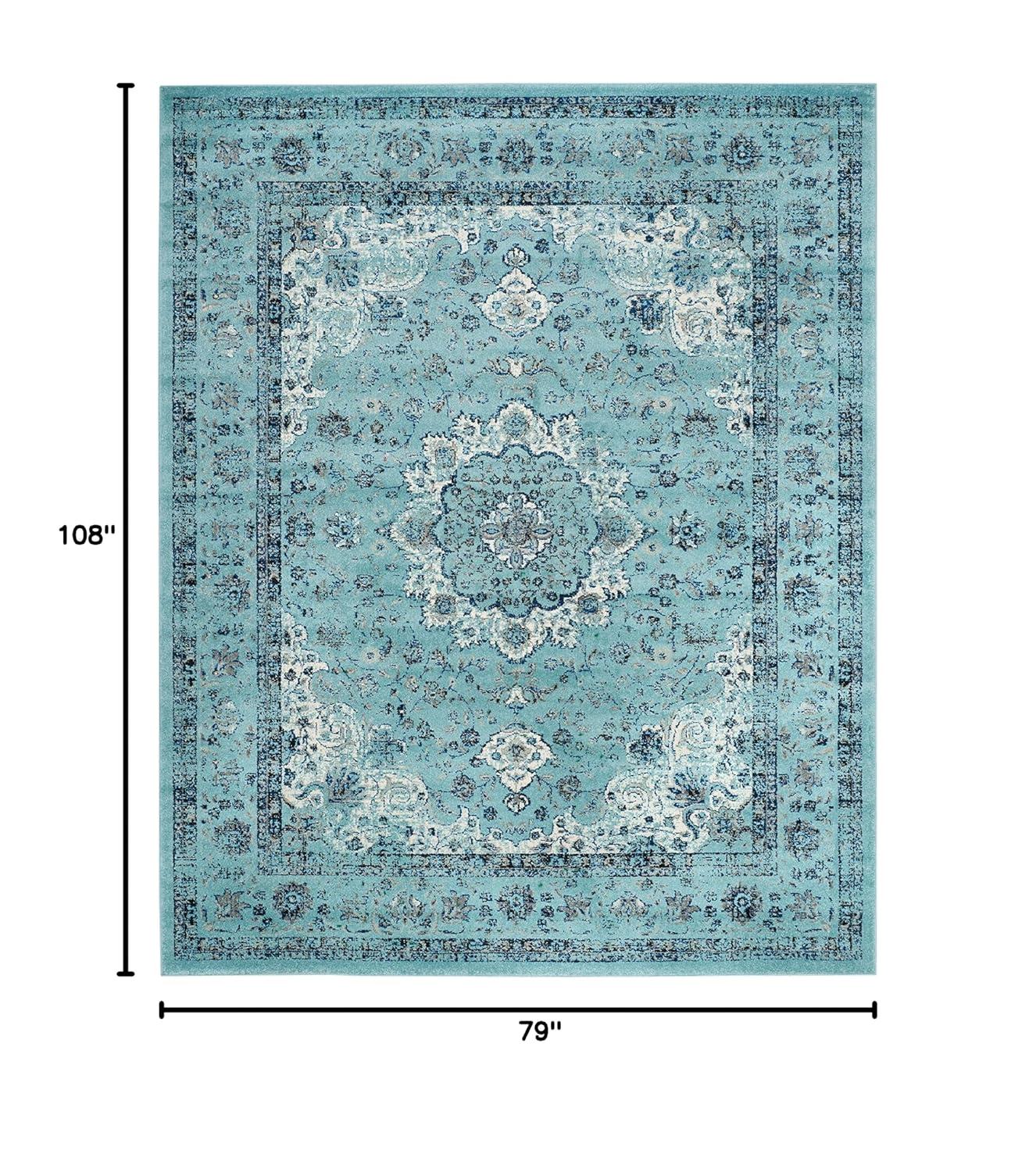 Evoke EVK220 Power Loomed Area Rug - Light Blue/Light Blue - 6'7"x9' - Safavieh.