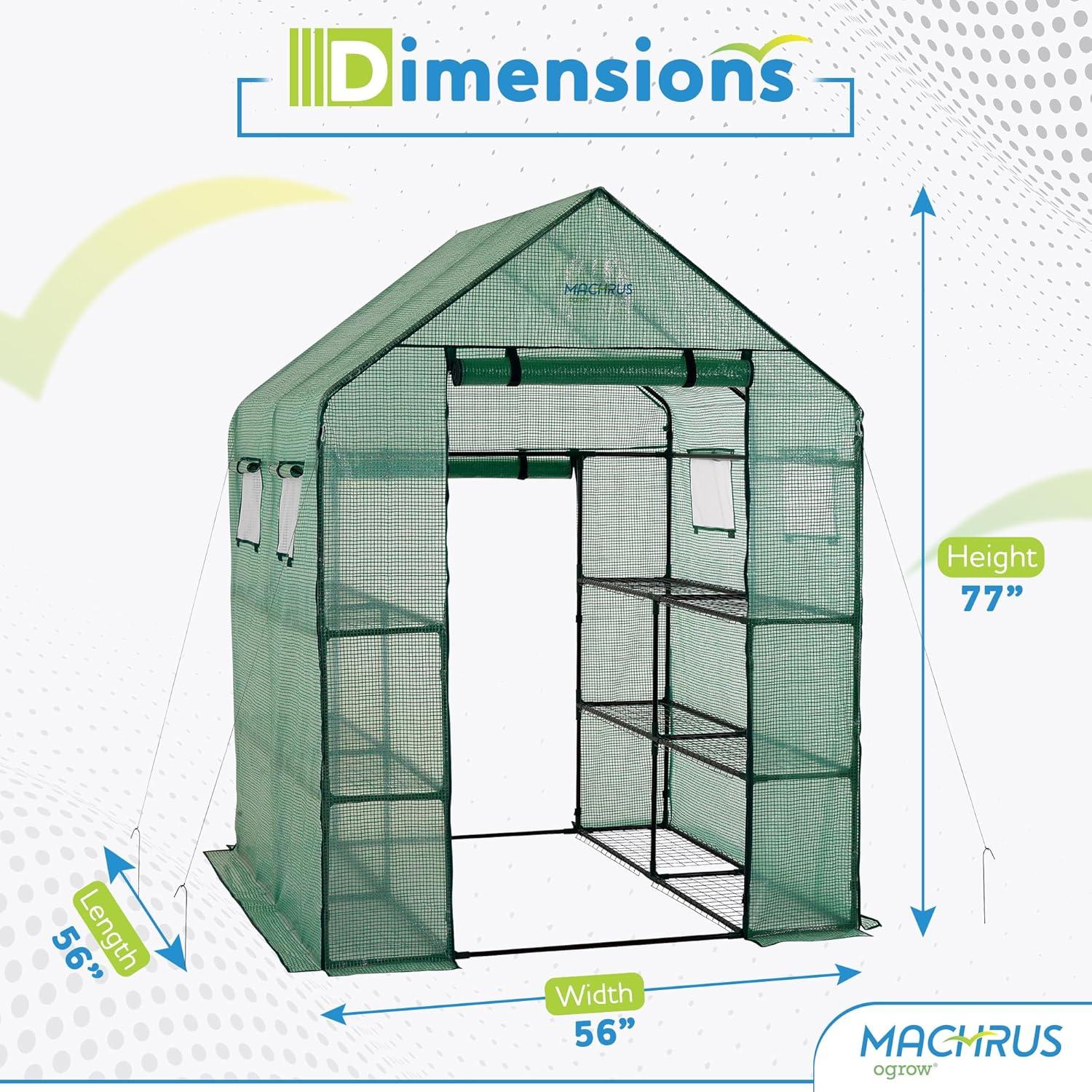 OGrow Machrus Ogrow Deluxe Walk-in 2 Tier 8 Shelf Portable Lawn And Garden Greenhouse - Heavy Duty Anchors Included! | Wayfair