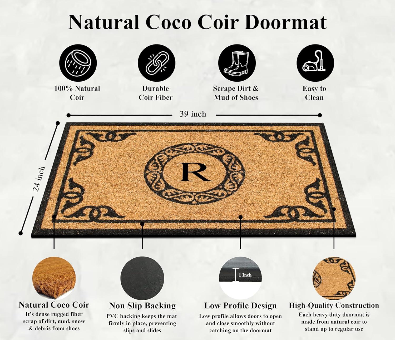 A1HC First Impression Hand Crafted by Artisans Geneva Monogrammed Entry Doormat, 24"X39" R
