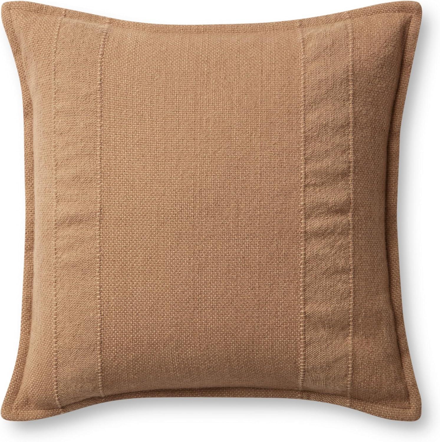 Terracotta Striped Cotton Square Throw Pillow 22"