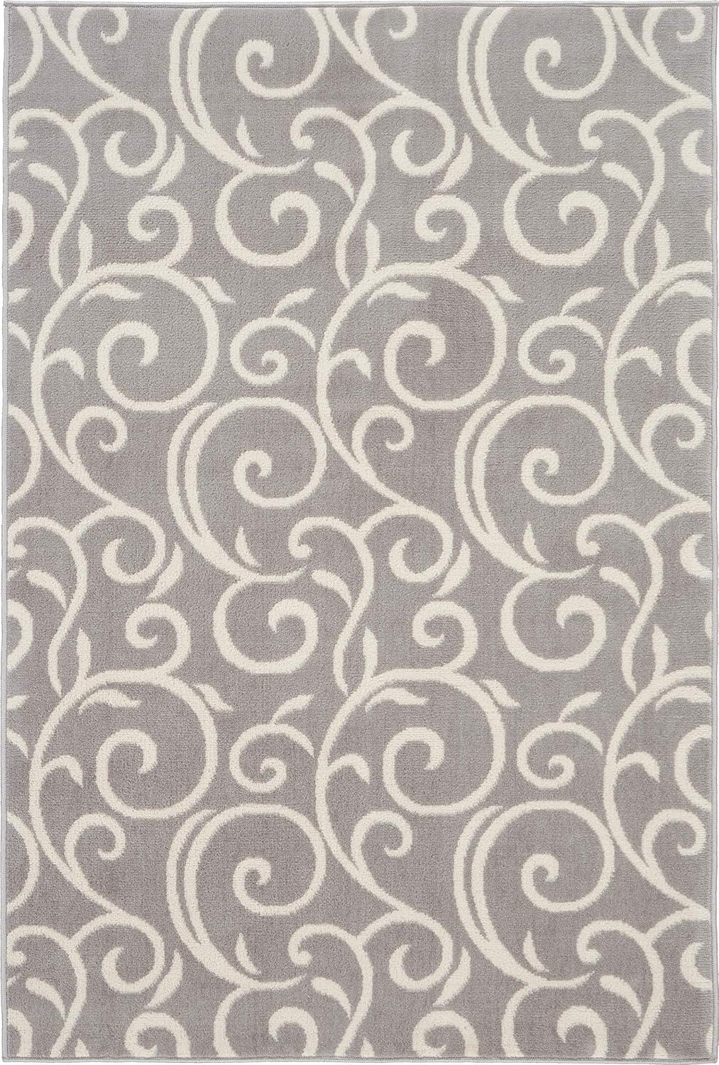 Nourison Grafix 3'9" x 5'9" (4' x 6') Grey Area Rug Bohemian Contemporary Botanical by Nourison