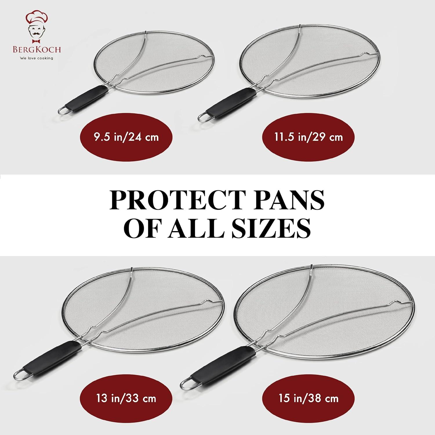 Grease Splatter Screen for Frying Pan 15" - Stops 99% of Hot Oil Splash - Protects Skin from Burns - Splatter Guard for Cooking - Iron Skillet Lid Keeps Kitchen Clean - Stainless Steel (15 inch)