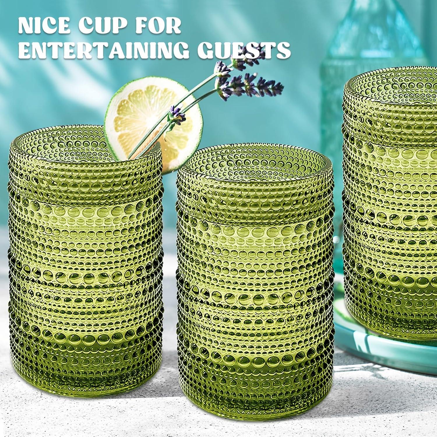 Vintage Glassware Drinking Glass Set of 6, Nailhead Glass