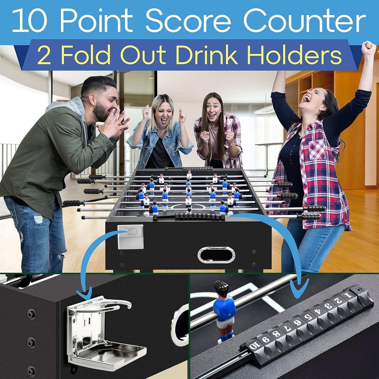 SereneLife 48" Arcade Foosball Table - Home Game Room Soccer Table, Modern Black