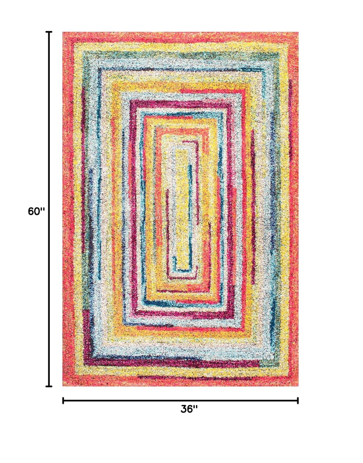 3'x5' Hargis Labyrinth Area Rug Yellow - nuLOOM: Vintage Geometric Low Pile Indoor Rectangle Rug, Polypropylene
