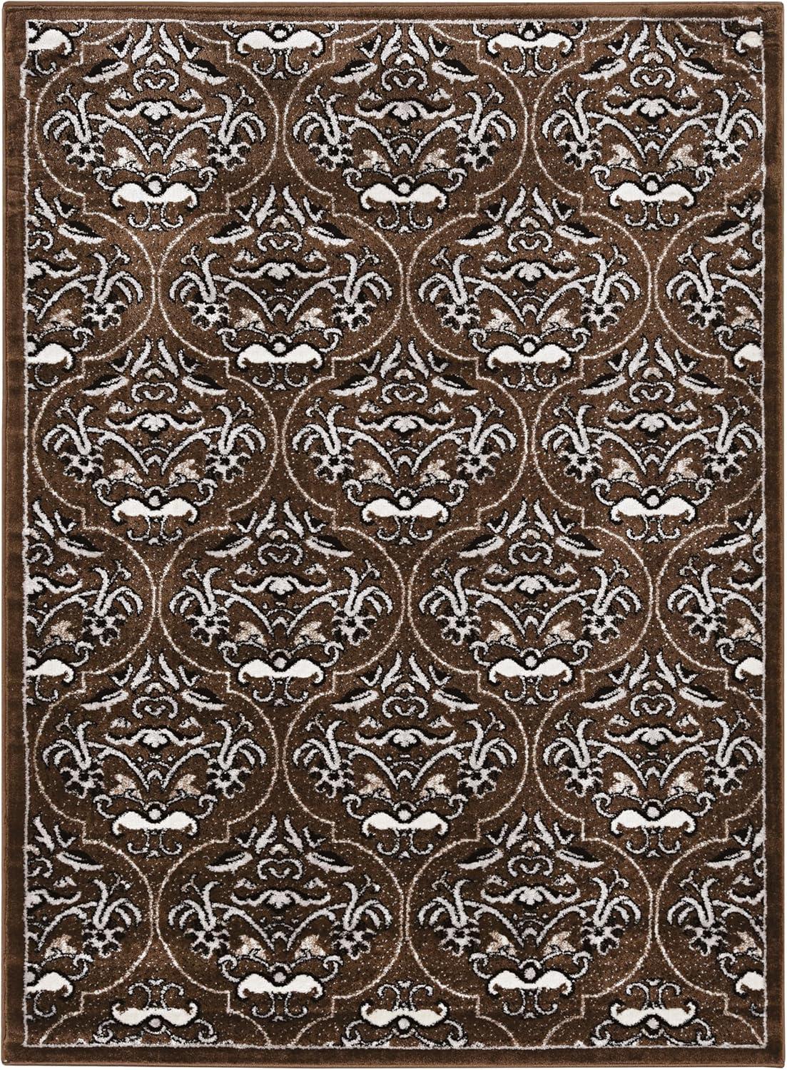 Linon Elegance England Power Loomed Polypropylene 8'x10' Rug in Brown