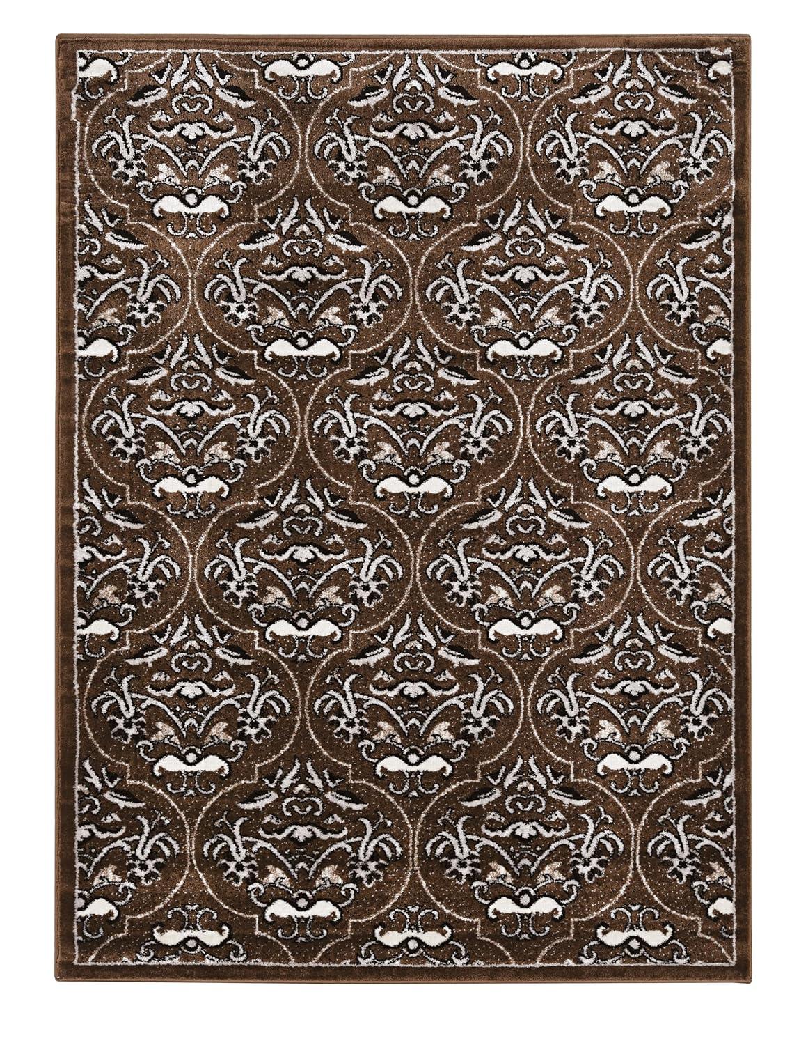 Linon Elegance England Power Loomed Polypropylene 8'x10' Rug in Brown
