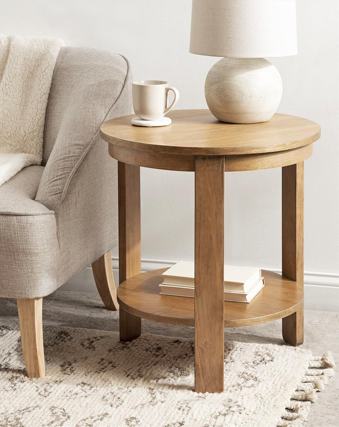 Kate and Laurel Foxford Round MDF Side Table, 22x22x24, Natural