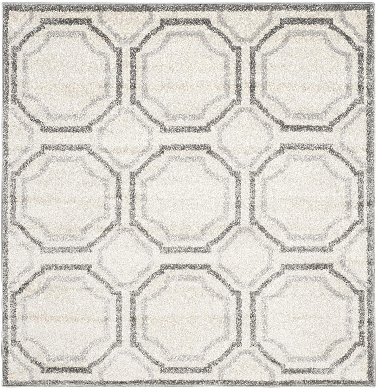Amherst AMT411 Power Loomed Area Rug - Ivory/Light Grey - 5'x5' - Safavieh.