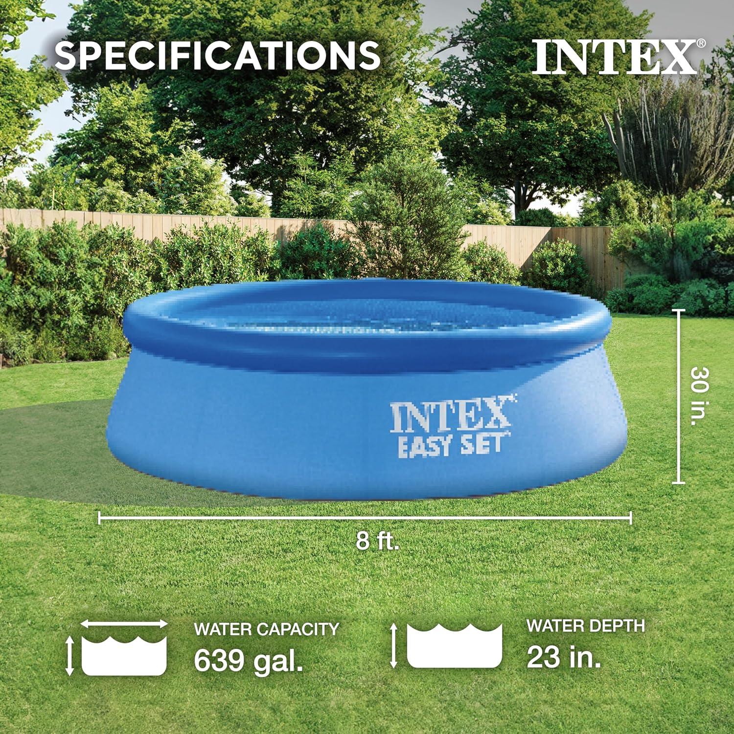 Intex Easy Set 8-Foot Round Inflatable Pool with Vinyl Cover