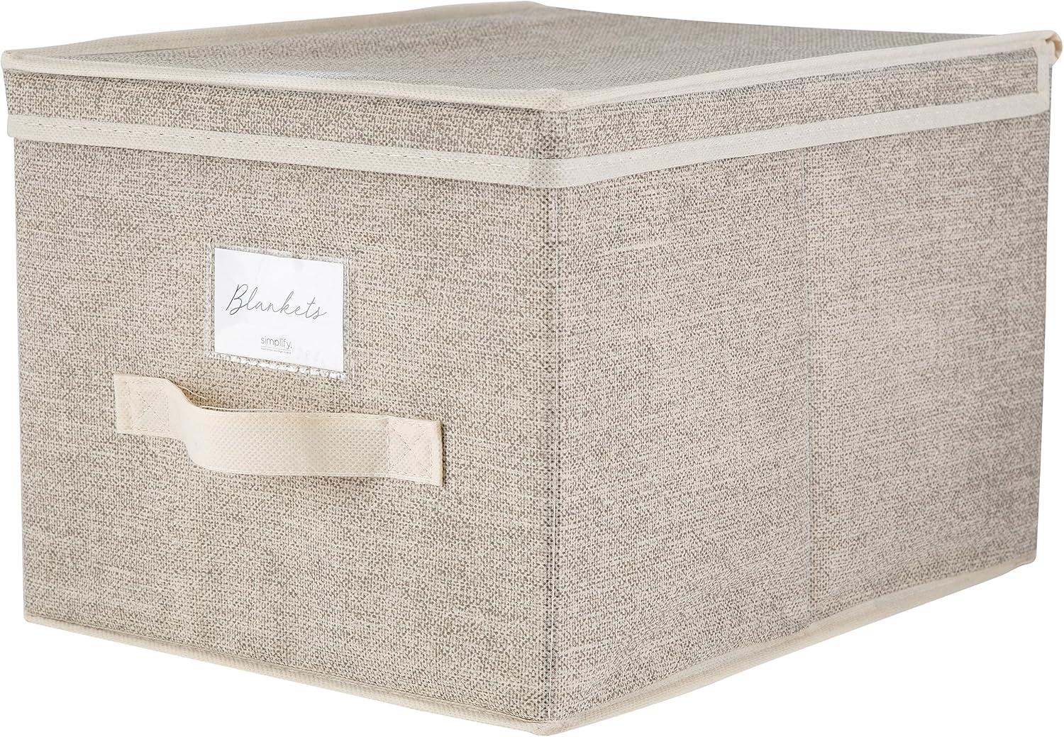 Beige Faux Jute Large Collapsible Storage Box