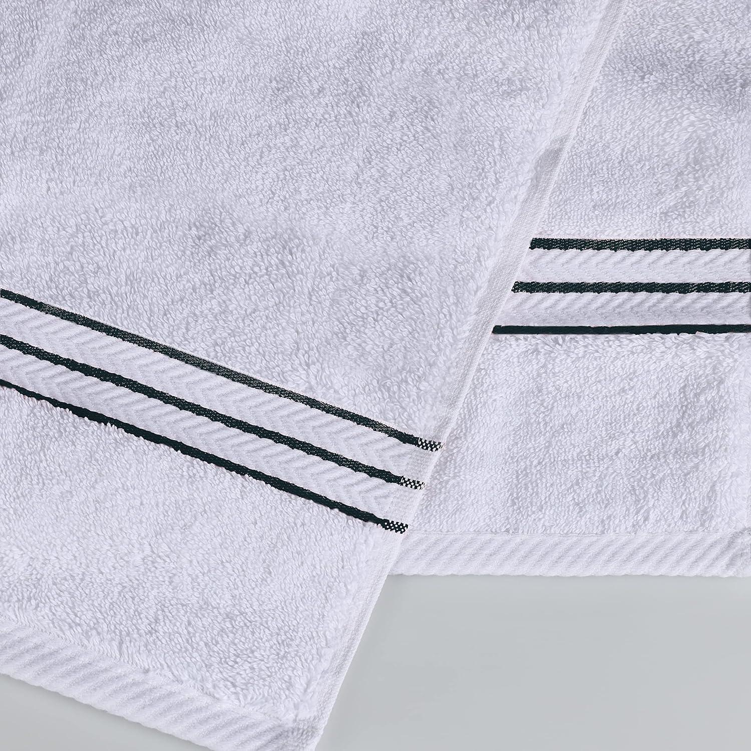 White Turkish Cotton 6-Piece Towel Set with Dobby Border