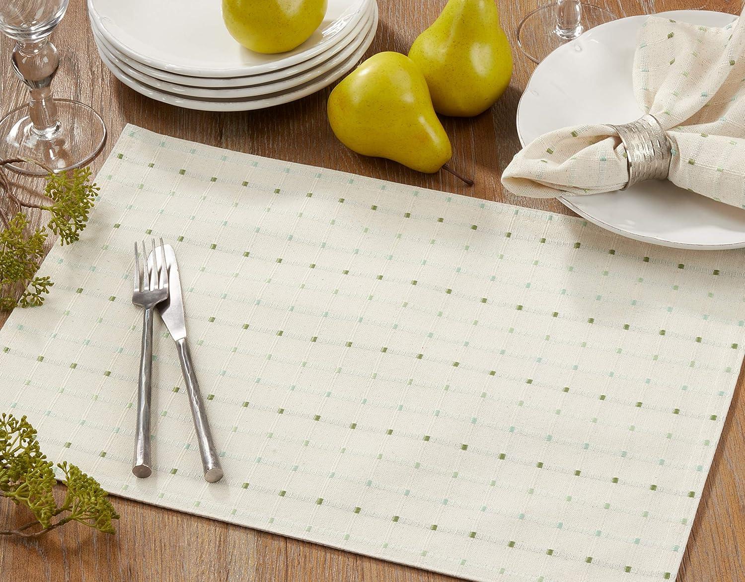 Saro Lifestyle Stitched Line Design Placemats, White, (Set of 4 pcs)