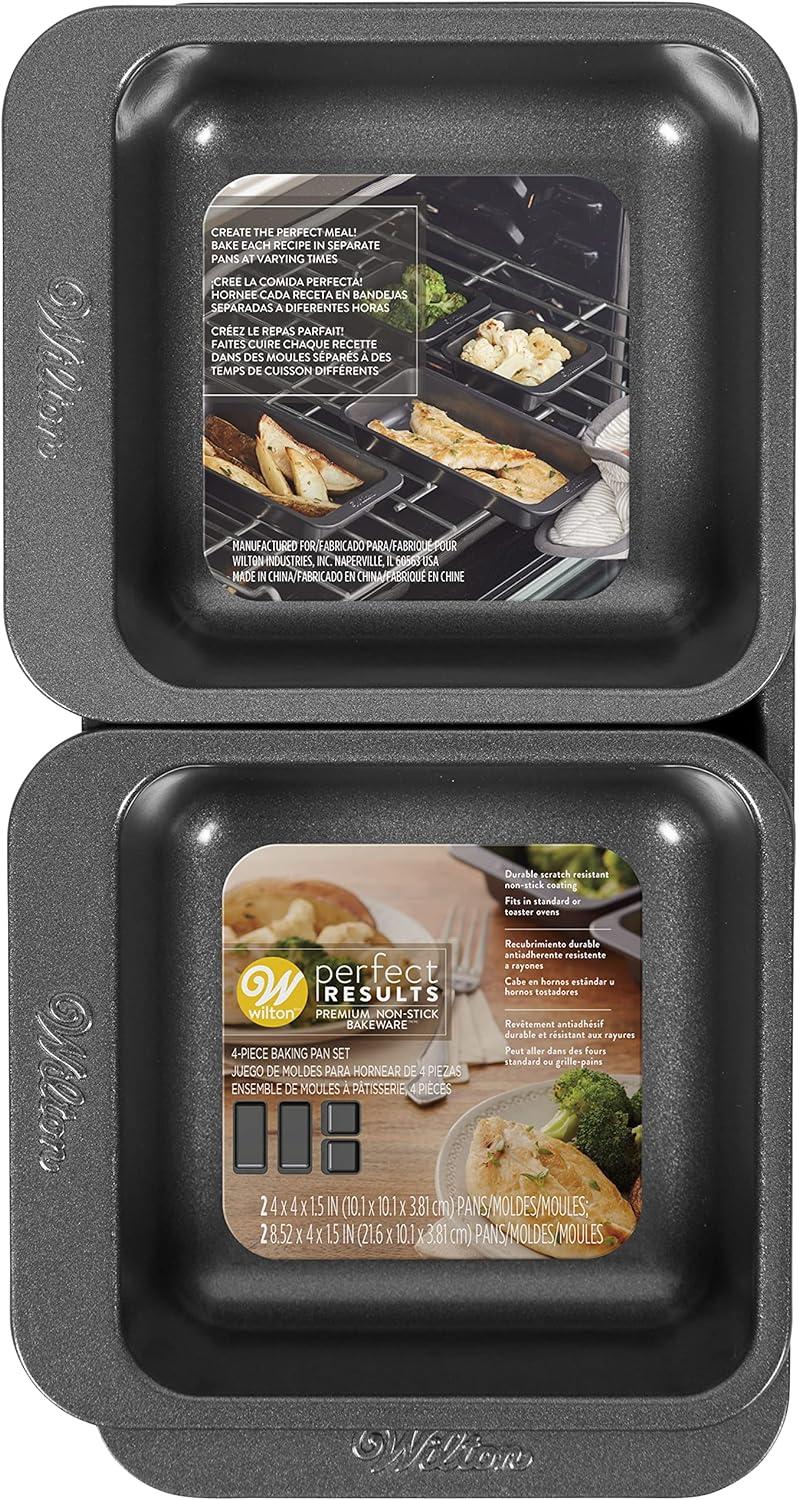 Wilton 4-Piece Non-Stick Square and Oblong Baking Pan Set