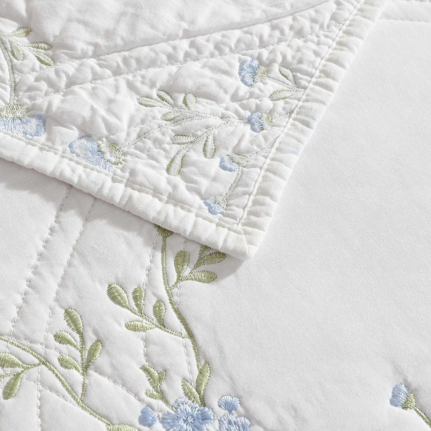 Laura Ashley Laura Ashley Floral Embroidery Cotton Reversible Quilt Set
