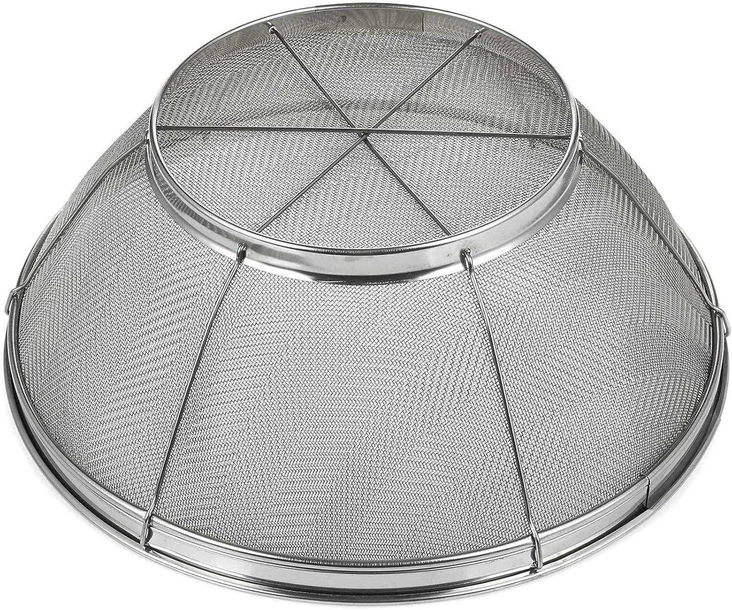 Large Fine Mesh Pasta Round Strainer, Metal Colander for Rice, Salad,Quinoa, Yogurt, Cooking (11 x 4 In)