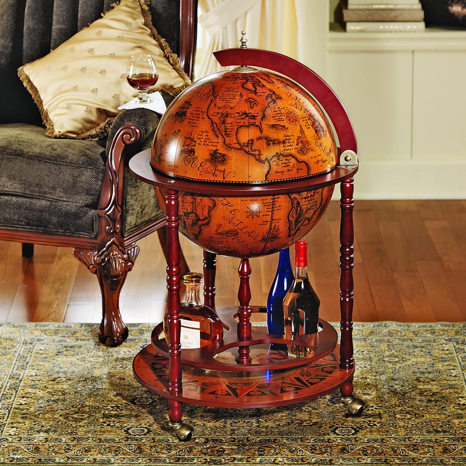 Sixteenth-Century Italian Replica Mahogany Globe Bar