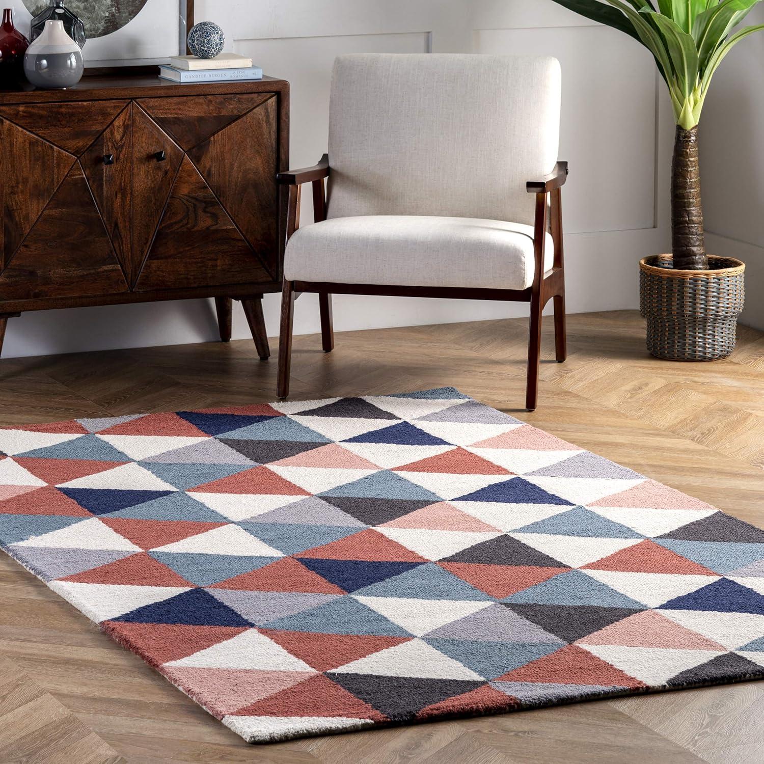 Handmade Multi-Color Wool Abstract Rectangular Area Rug 3' x 5'