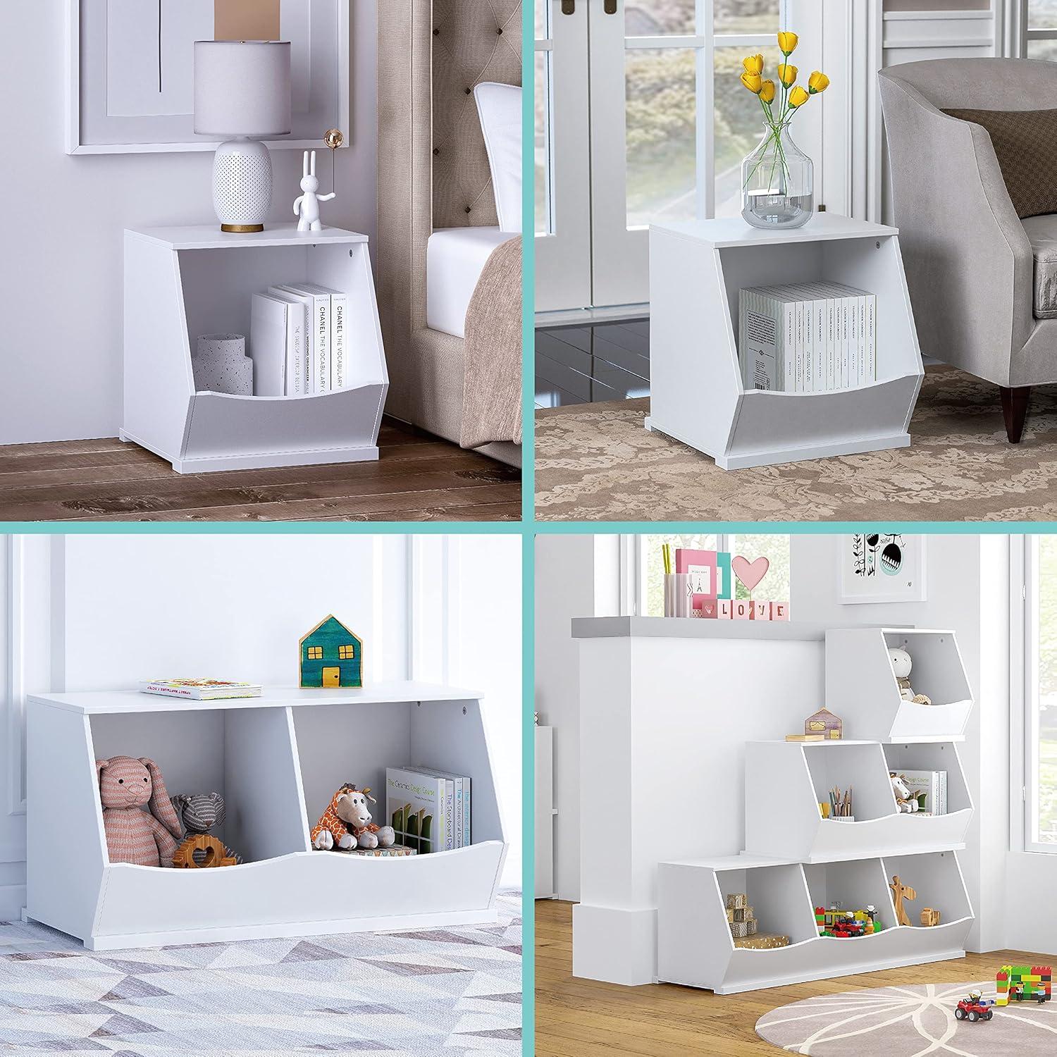 White Stackable Kids Toy Storage Cubby Organizer