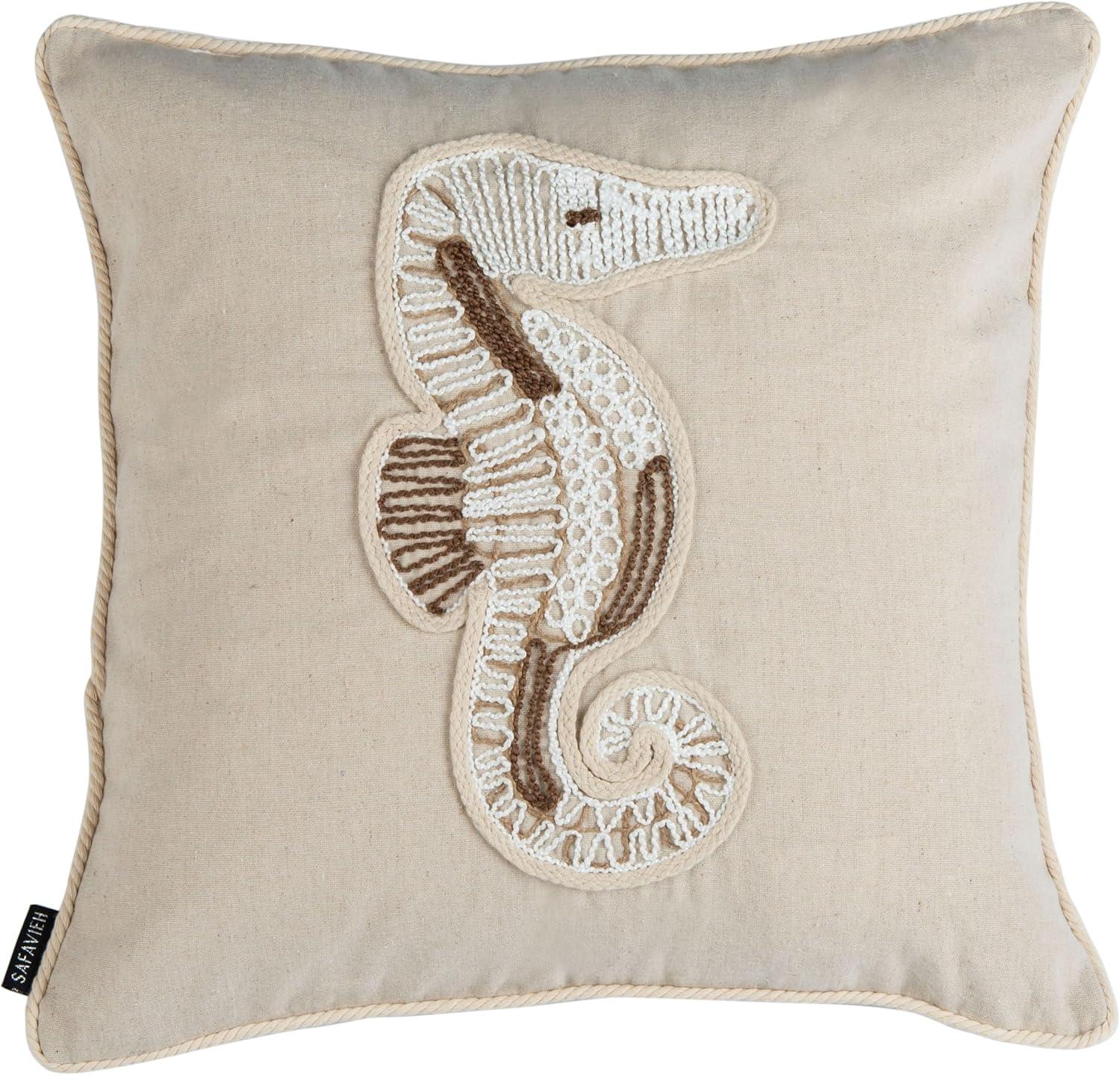 Safavieh Sanden Seahorse Embroidered Cotton Throw Pillow